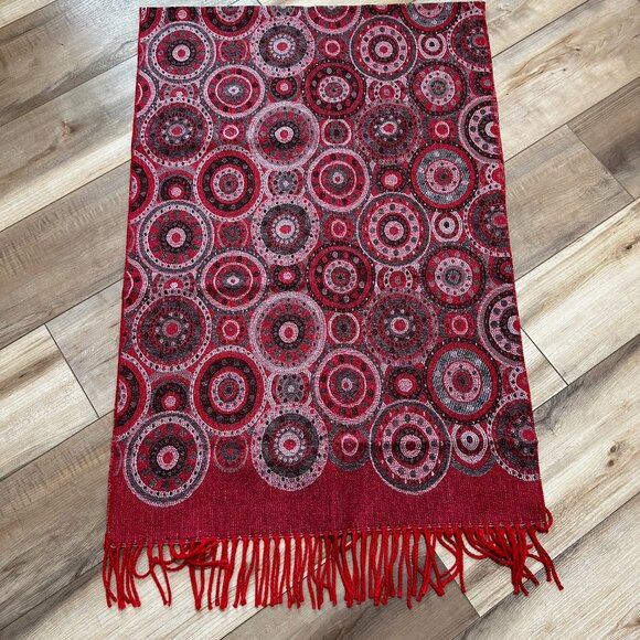 Luxury Uriah Baby Alpaca Wrap Shawl | Rich Red Pattern | Made in Peru - Picture 16 of 16